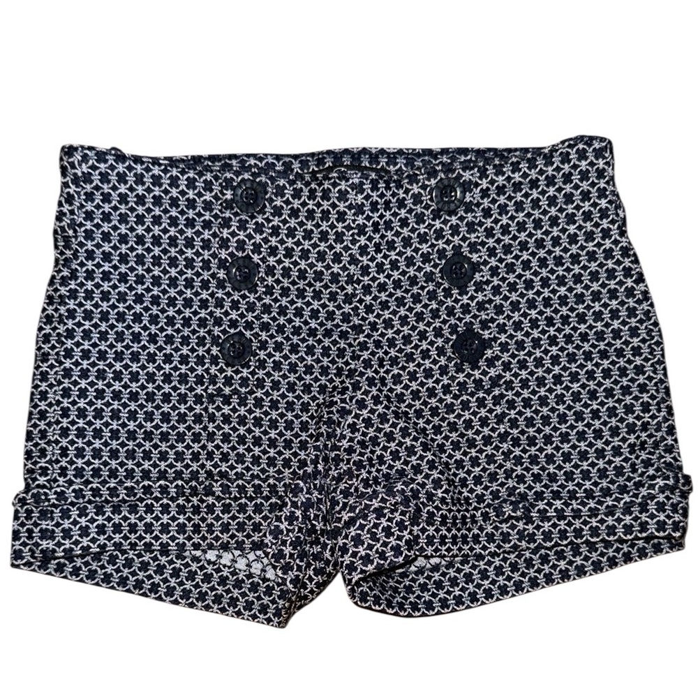 •BEBOP•NAVY & WHITE HI-RISE CUFF NAUTICAL Y2K STYLE SHORTS SIZE 0 EUC (LIKE NEW)